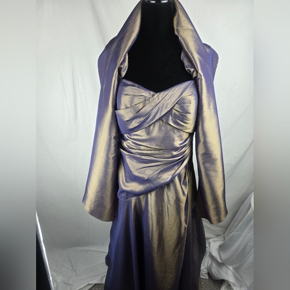 Alex Evenings Iradesent Purple & Gold Sleeveless Evening Gown W/Wrap Sz 16 - Picture 11 of 15